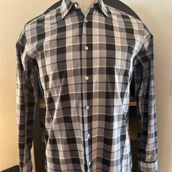 Hugo Boss Monochrome Plaid Button-Down Shirt - Picture 1 of 4